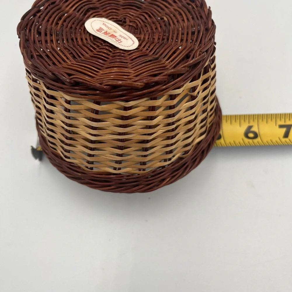 Lot of 3 Small Vintage Wicker Baskets One With Handle Two Tone Pretty And Cute!